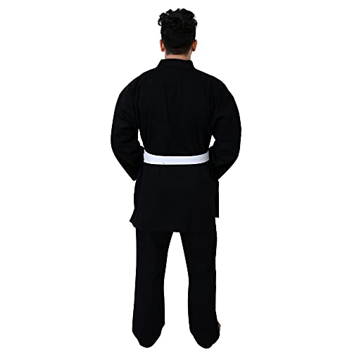 G4 VISION G4 Karate Gi Aikido Training Uniform Set - Adult Student with Free Belt, White and Black Martial Arts Suit Black 7/200cm - Image 4