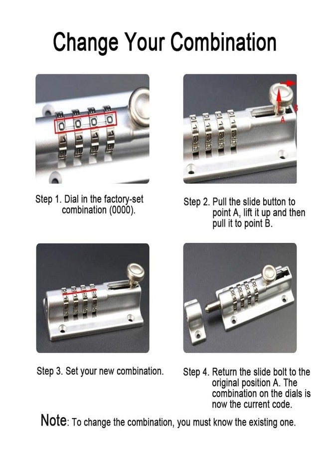 bosig® Combination Bolt Combi Bolt Latch Keyless Combination Bolt 4 Digit Pin Dial Slide Bolt for Sheds Gates Cupboards Fences - Image 4