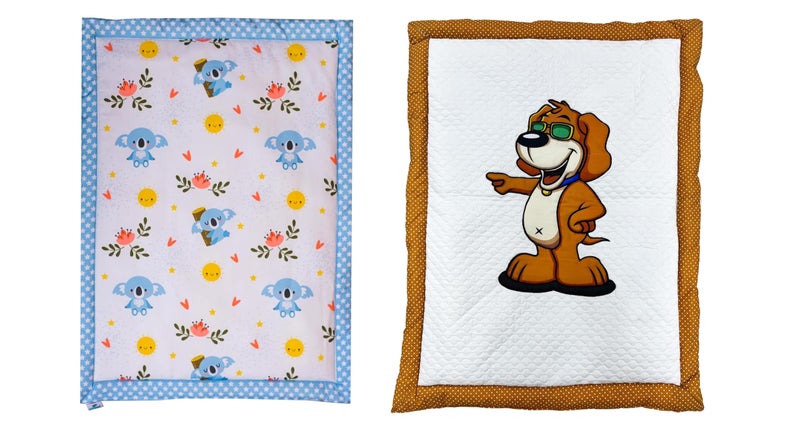 HIPPOMUS HIPPOMUS Cotton New Born Baby Koala & Dog Patch Print Bed Mattress/Godadi Soft and Comfortable for 0-6 Months Babies - Set of 2 - Image 1