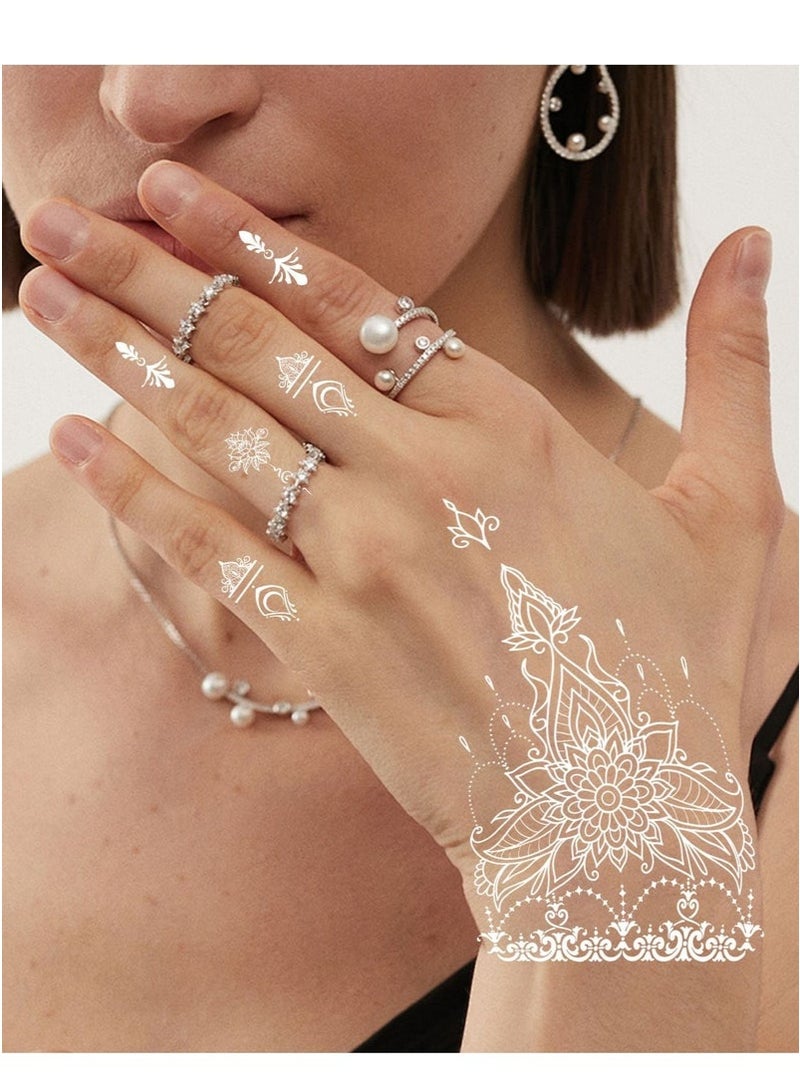 10 Sheets (120 pcs) Henna Tattoo Stickers Kit for Hands，Bridal Mehndi, Wedding, Bachelorette Party, Festival (Elegant Floral  Lace Designs) - Image 2