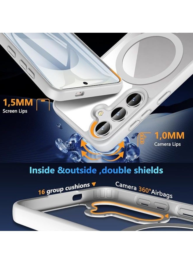 wexon for Samsung S24 Case, Compatible with MagSafe, Magnetic Back Shockproof Cover with Strong Magnet, Slim Thin Full Protection Phone Case for Galaxy (Grey) - Image 2