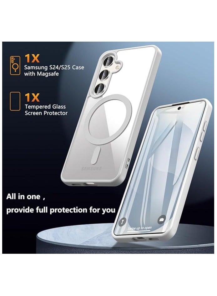 wexon for Samsung S24 Case, Compatible with MagSafe, Magnetic Back Shockproof Cover with Strong Magnet, Slim Thin Full Protection Phone Case for Galaxy (Grey) - Image 4