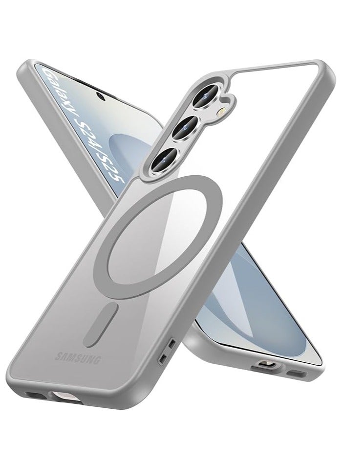 wexon for Samsung S24 Case, Compatible with MagSafe, Magnetic Back Shockproof Cover with Strong Magnet, Slim Thin Full Protection Phone Case for Galaxy (Grey) - Image 1