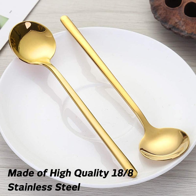findTop Pack of 8, Gold Plated Stainless Steel Espresso Spoons, Mini Teaspoons Set for Coffee Sugar Dessert Cake Ice Cream Soup Antipasto Cappuccino, 5.3 Inch - Image 3