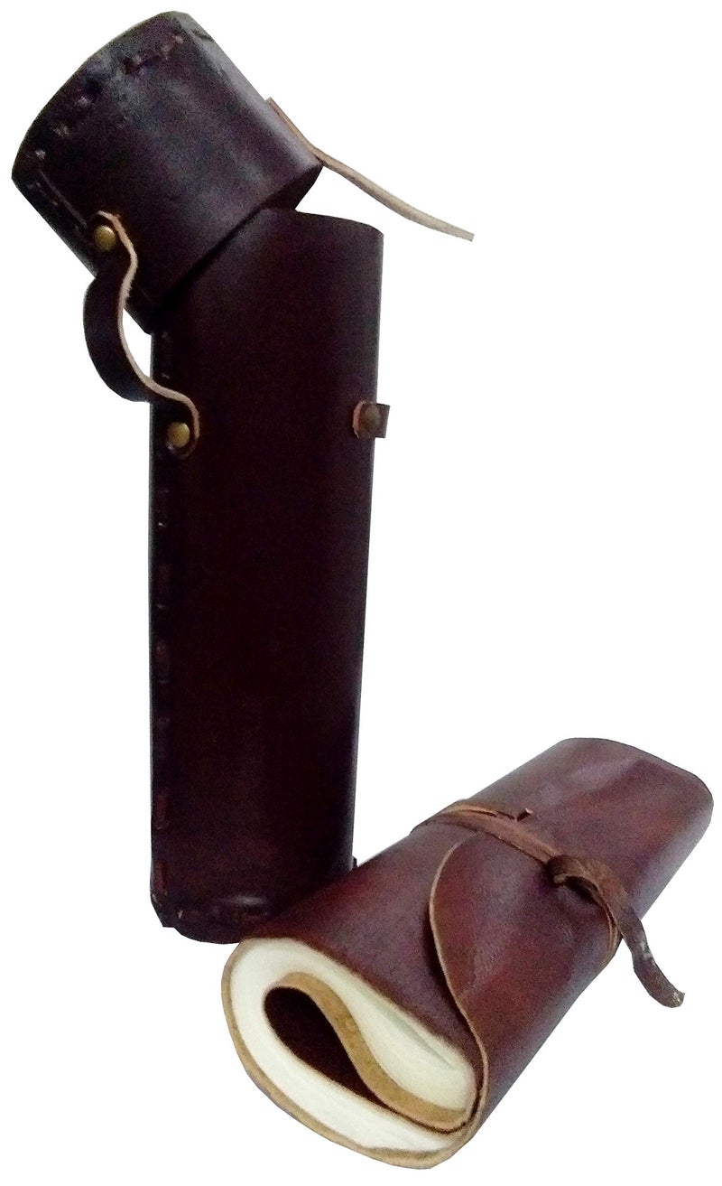 Purpledip Handmade Leather Journal in Travel Case: Vintage Rollable Personal Diary Notebook (11791) - Image 1