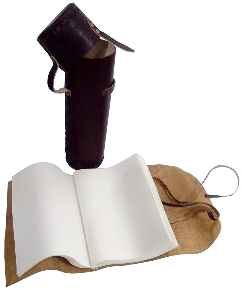 Purpledip Handmade Leather Journal in Travel Case: Vintage Rollable Personal Diary Notebook (11791) - Image 2