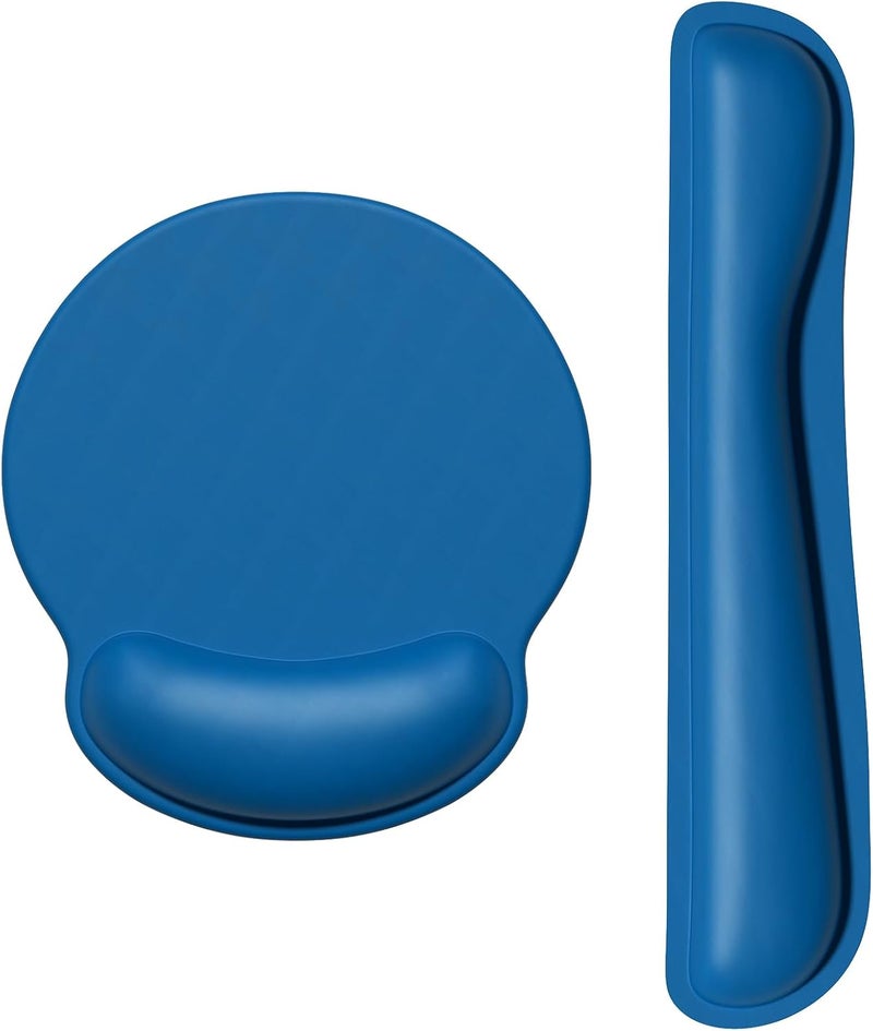 Dapesuom Keyboard Wrist Rest and Mouse Pad with Wrist Support, Memory Foam Cushion for Keyboard and Mouse Set, Ergonomic Desktop Pad Rests with Non Slip Base for Easy Typing & Pain Relief, Dark Blue - Image 1