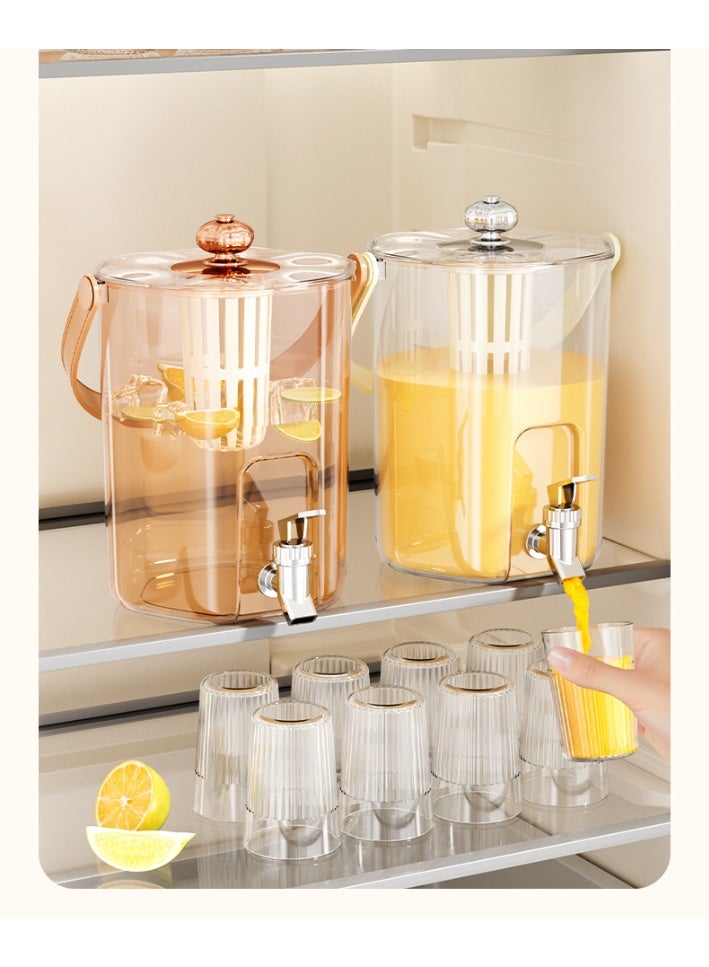 هومستر موزع المشروبات البلاستيكية 5L مع فلتر - جرة المشروبات المضادة للتسرب للثلاجة والشاي المثلج على سطح المقابل والليموناد ، ويشمل رف الخدمة - Image 3