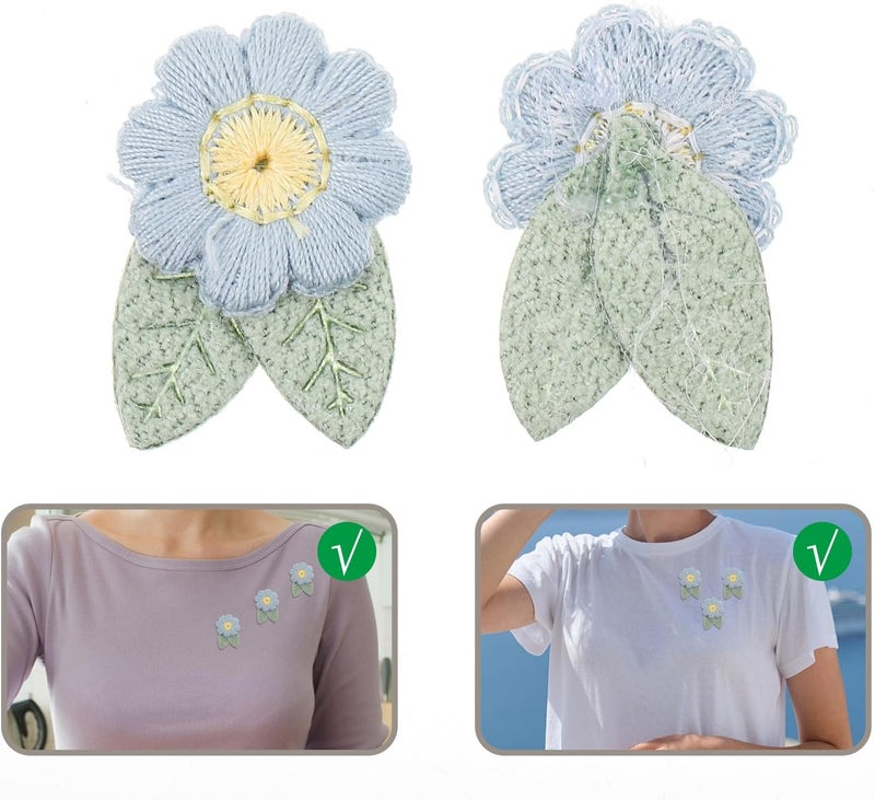 10 Pcs Blue Embroidered Flower Applique Patches DIY Sewing Accessories for Clothing Decoration, Iron-on Floral Embroidery Patches for Jackets, Garments, and Crafts - Image 3