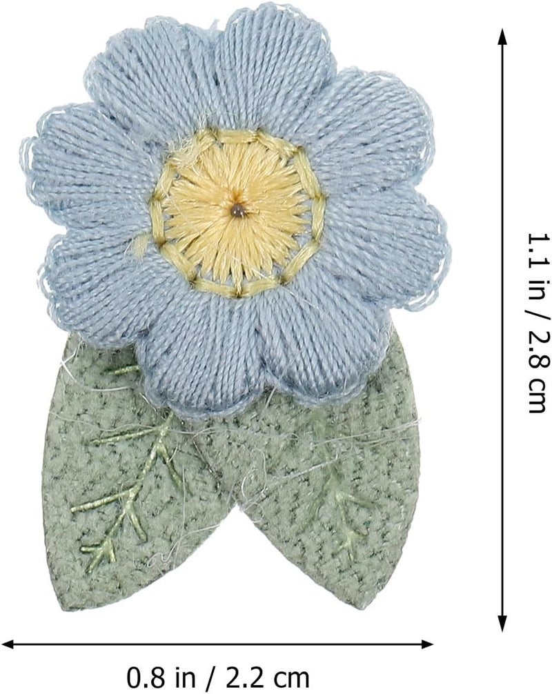 10 Pcs Blue Embroidered Flower Applique Patches DIY Sewing Accessories for Clothing Decoration, Iron-on Floral Embroidery Patches for Jackets, Garments, and Crafts - Image 2