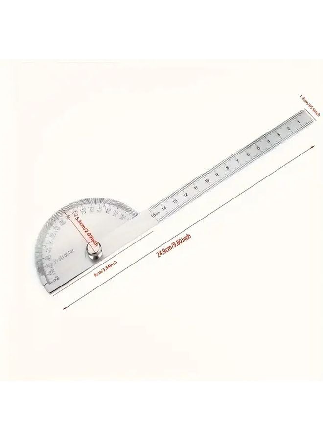 Adjustable Stainless Steel Angle Ruler 180 Degree Foldable Half Circle Design For Woodworking - Image 3