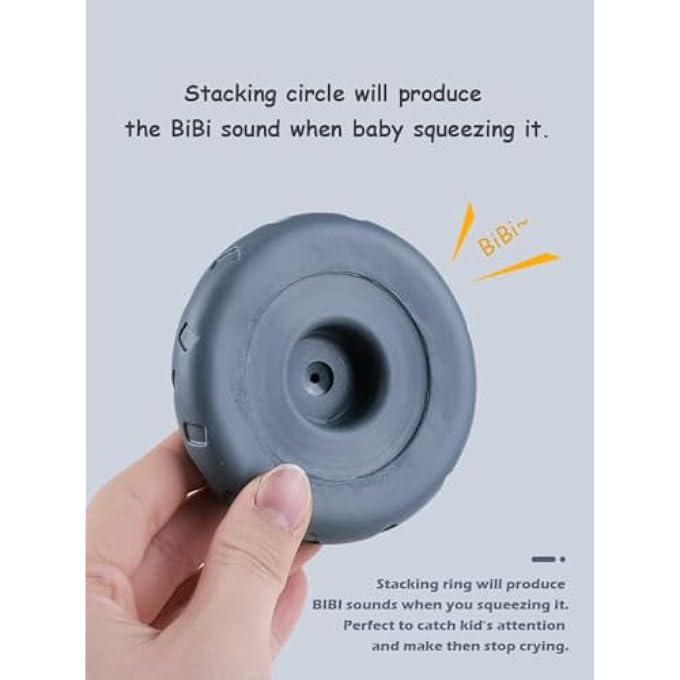 BABY STACKING TOYS, MONTESSORI STACKING TOYS, 13 PCS SQUEEZE BABY TEETHING TOYS STACKING RINGS & BLOCKS WITH BEAR, NEWBORN ESSENTIALS FOR 6 MONTHS BABY TODDLER - Image 3