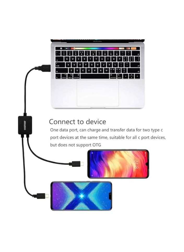 أوادو مقسم USB-C مع IC، موزع نوع C 90 درجة، كابل تمديد 1 ذكر إلى 2 أنثى، مقسم USB C Y 30 سم - Image 4
