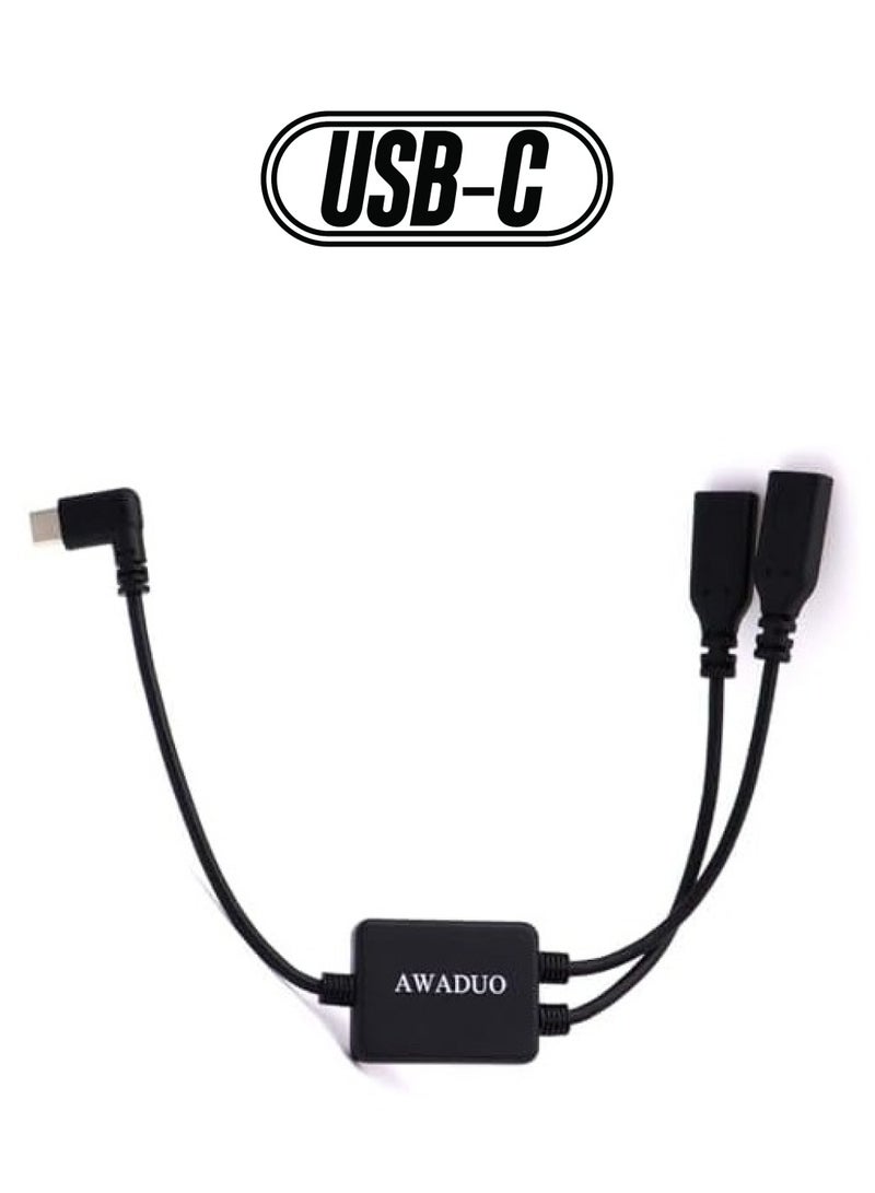 أوادو مقسم USB-C مع IC، موزع نوع C 90 درجة، كابل تمديد 1 ذكر إلى 2 أنثى، مقسم USB C Y 30 سم - Image 1