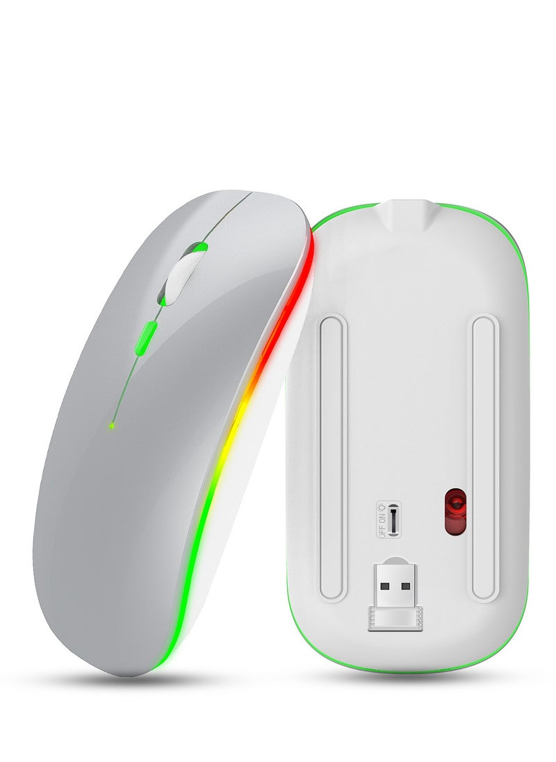 2.4G 600mAh true M-40, colorful luminous wireless mouse, silent ultra-thin wireless mouse White, universal for laptop desktop computers