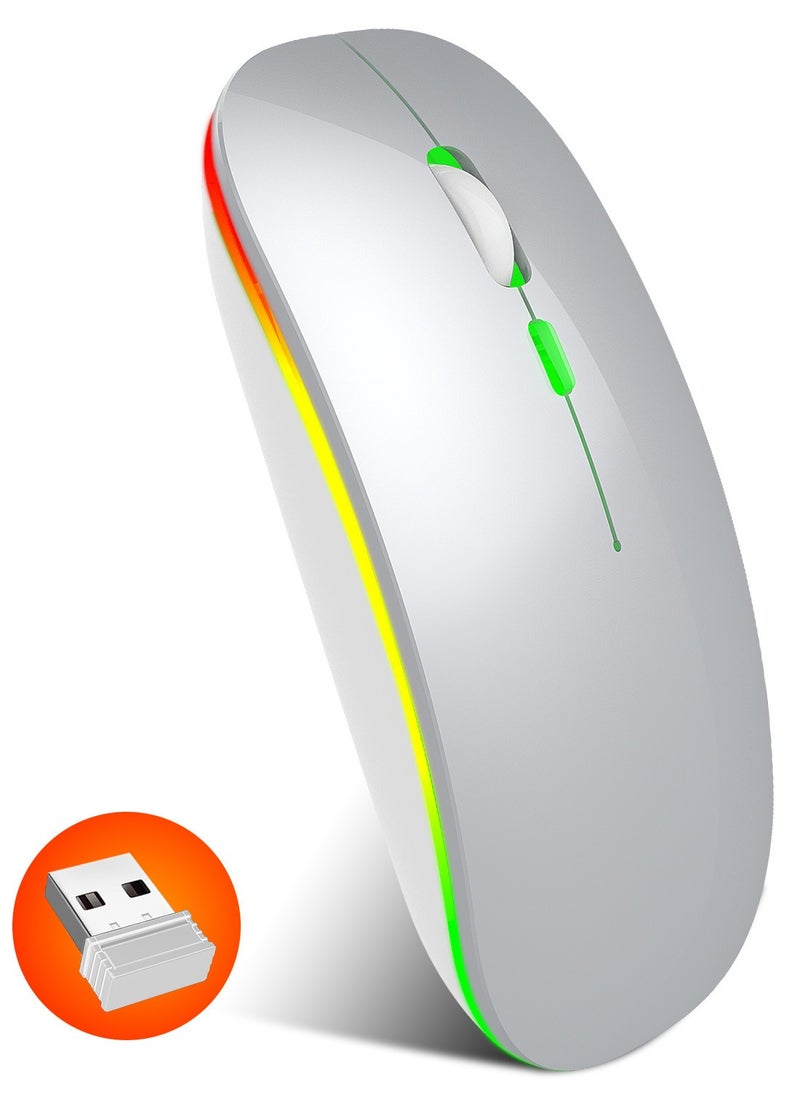 2.4G 600mAh true M-40, colorful luminous wireless mouse, silent ultra-thin wireless mouse White, universal for laptop desktop computers