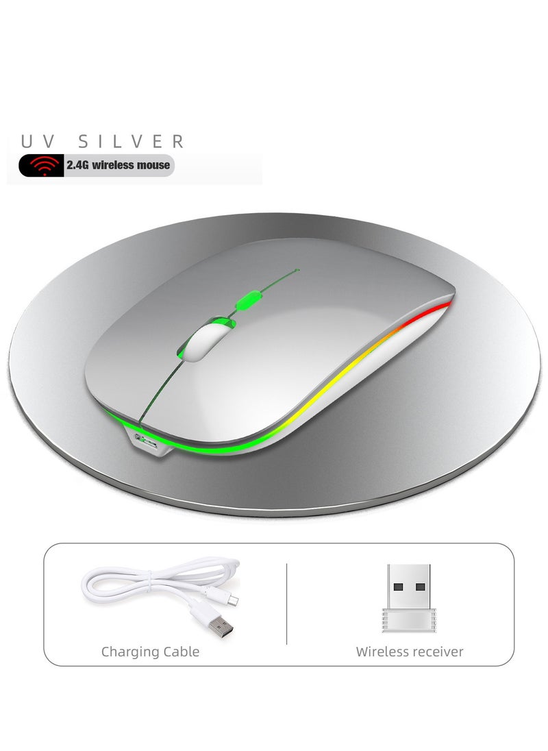 2.4G 600mAh true M-40, colorful luminous wireless mouse, silent ultra-thin wireless mouse White, universal for laptop desktop computers