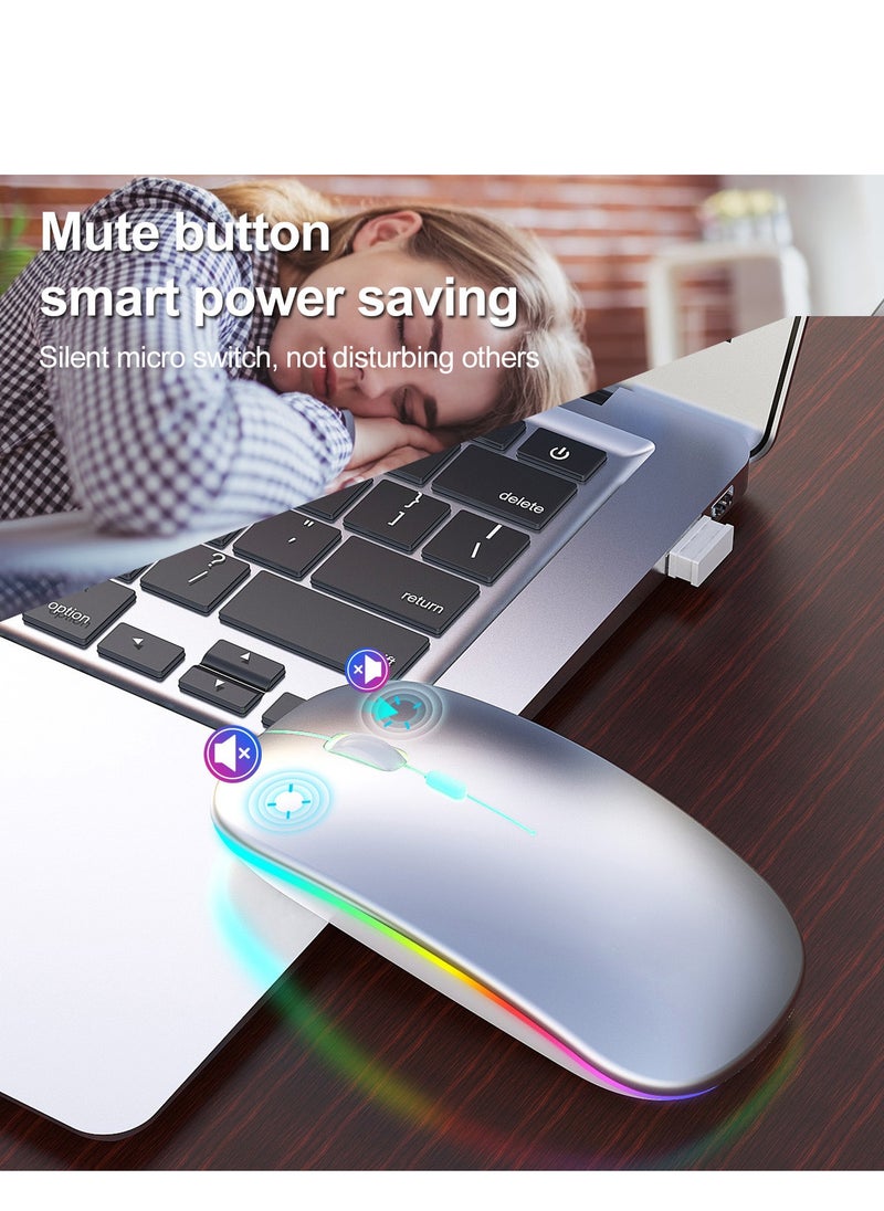 2.4G 600mAh true M-40, colorful luminous wireless mouse, silent ultra-thin wireless mouse White, universal for laptop desktop computers