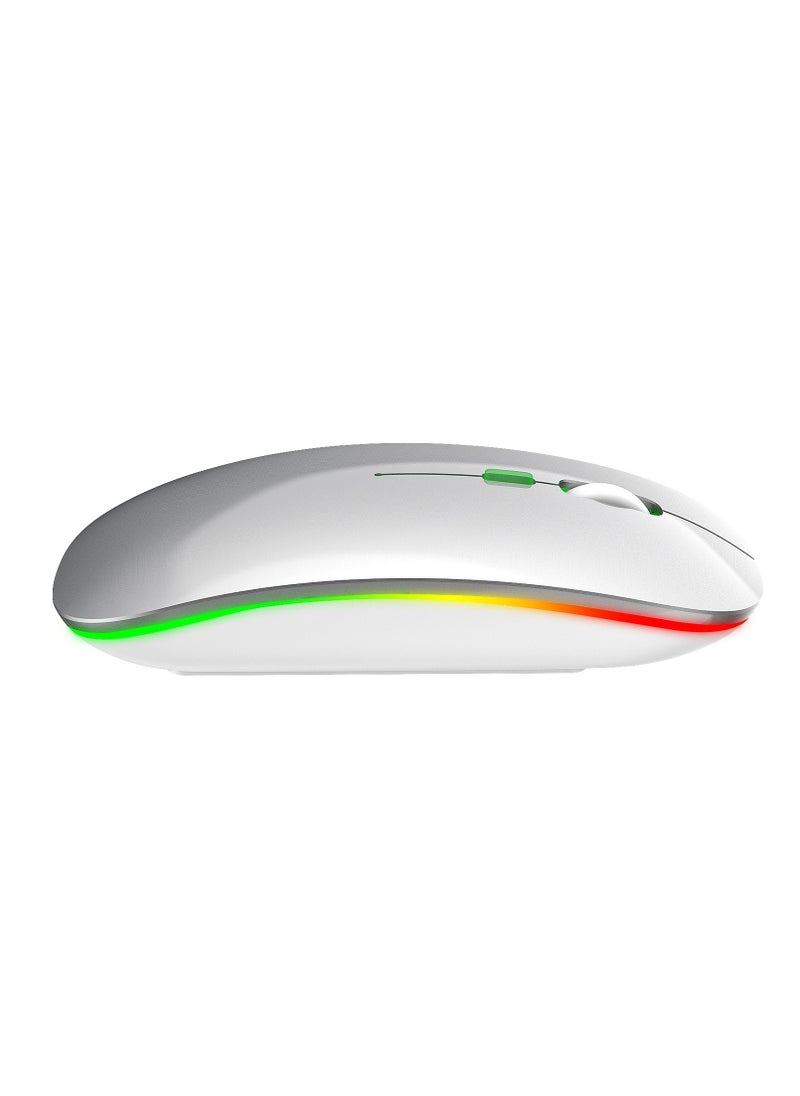 2.4G 600mAh true M-40, colorful luminous wireless mouse, silent ultra-thin wireless mouse White, universal for laptop desktop computers
