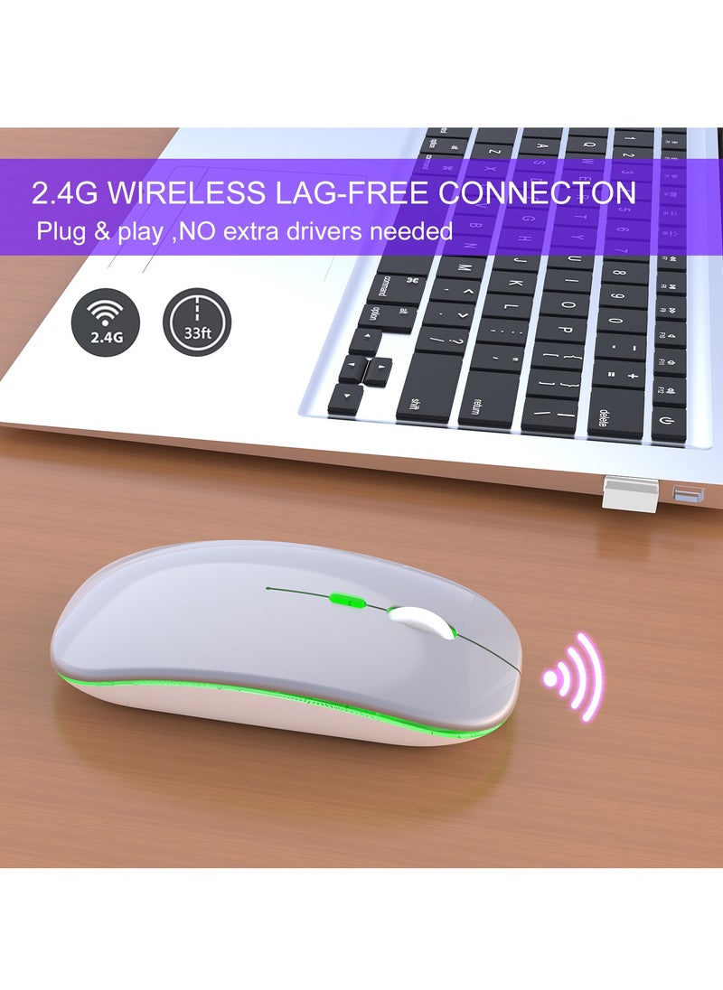 2.4G 600mAh true M-40, colorful luminous wireless mouse, silent ultra-thin wireless mouse White, universal for laptop desktop computers