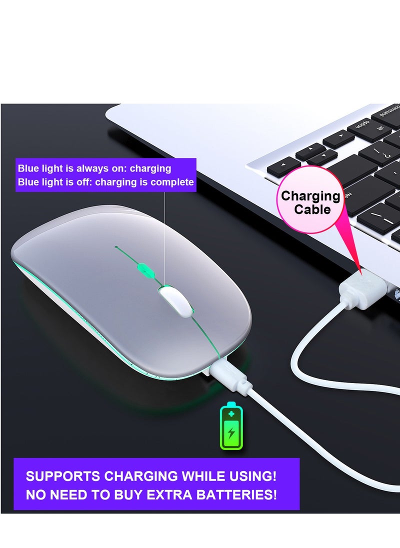 2.4G 600mAh true M-40, colorful luminous wireless mouse, silent ultra-thin wireless mouse White, universal for laptop desktop computers