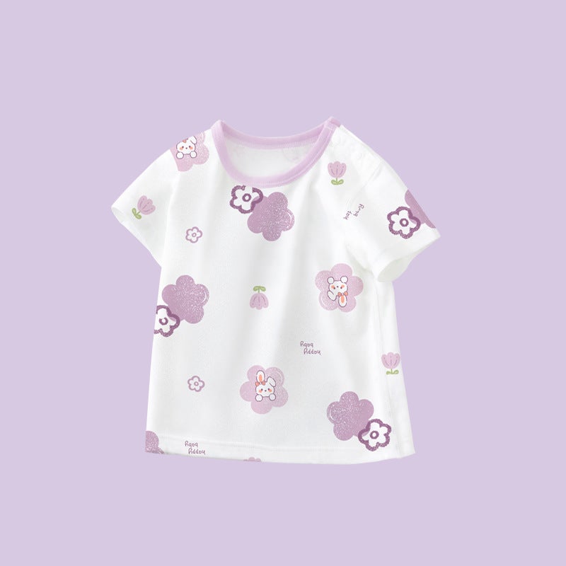 Children''s T-shirt Short-sleeved Summer Women''s Baby''s Single-piece Top Cotton Men''s Baby''s Underwear Summer Thin Boneless Base - Image 1