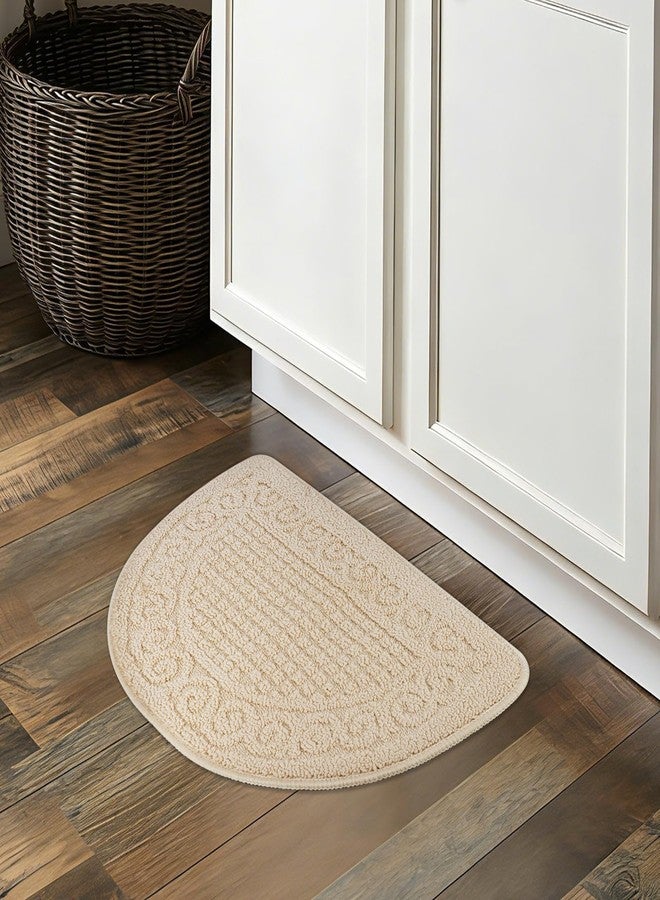 Echaprey Half Round Non-Slip Kitchen Bathroom Toilet Doormat Floor Rug Mat Keeps Your Floors Clean Home Decor (Small, Camel) - Image 3