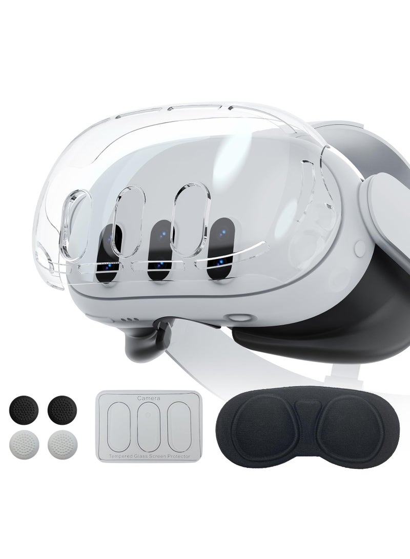 for Meta Quest 3 Accessories, Protective Shell Cover Compatible with Oculus Quest 3, VR Accessories Included Transparent Shell Cover, Lens Tempered Film, Lens Cover, Joystick Caps - Image 1