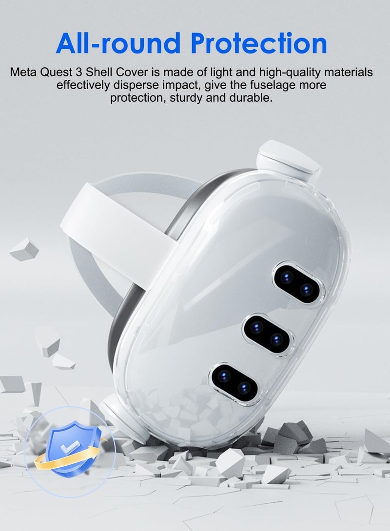 for Meta Quest 3 Accessories, Protective Shell Cover Compatible with Oculus Quest 3, VR Accessories Included Transparent Shell Cover, Lens Tempered Film, Lens Cover, Joystick Caps - Image 4