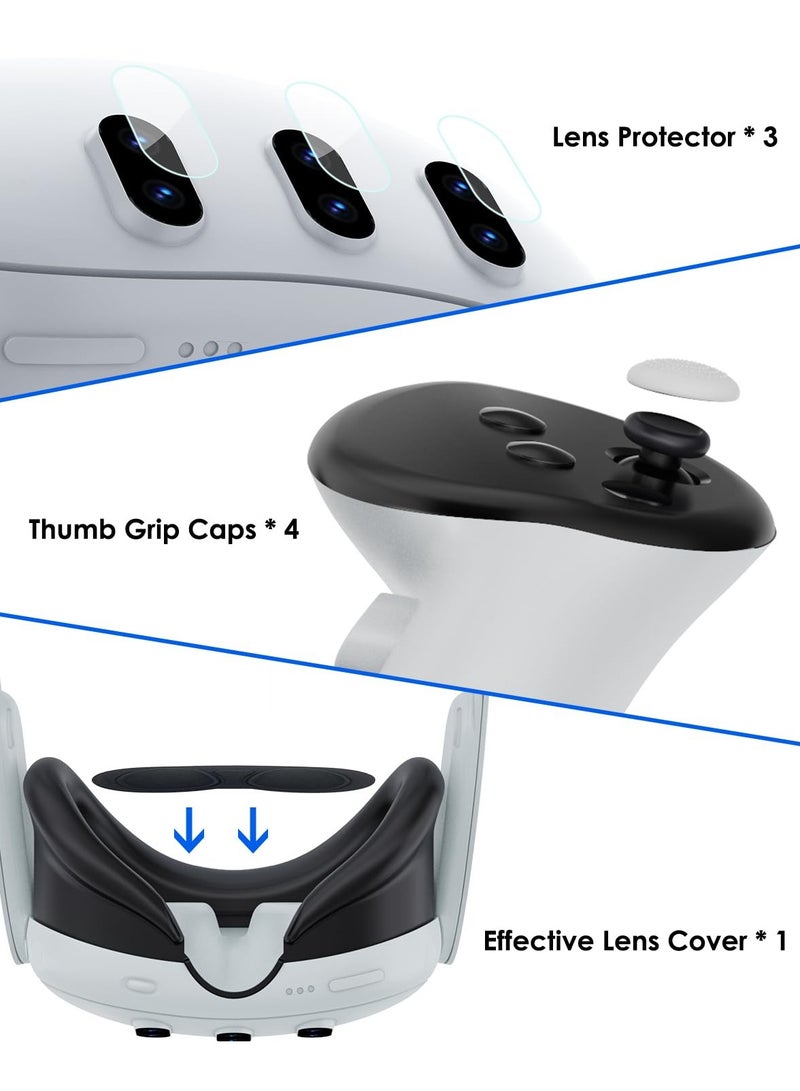 for Meta Quest 3 Accessories, Protective Shell Cover Compatible with Oculus Quest 3, VR Accessories Included Transparent Shell Cover, Lens Tempered Film, Lens Cover, Joystick Caps - Image 5