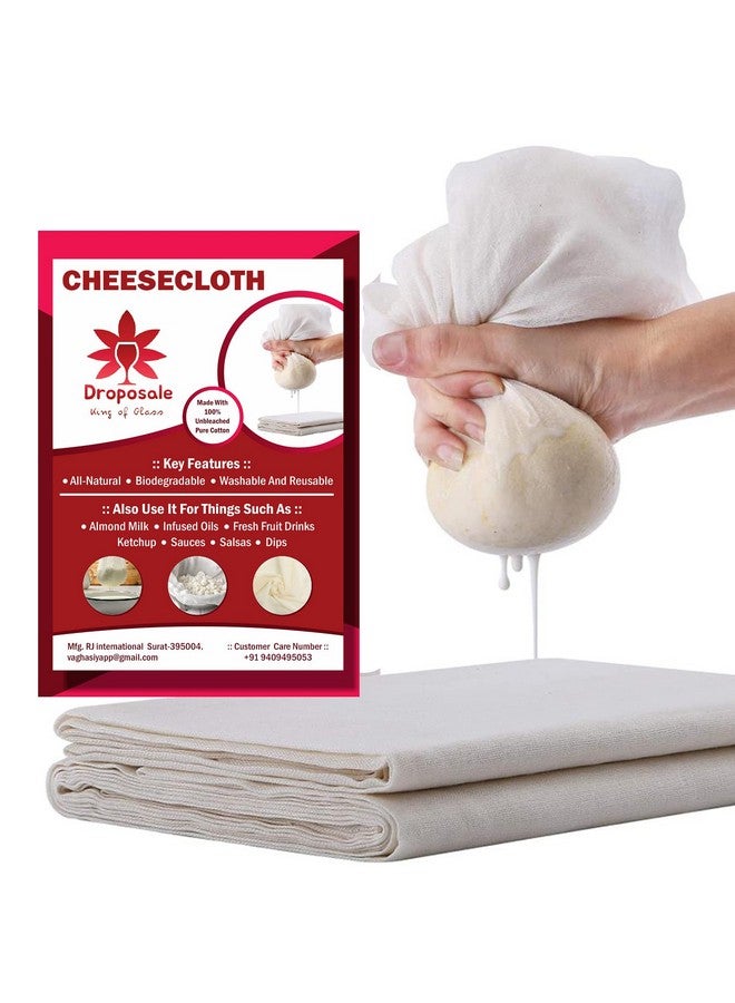 Droposale Muslin Cheese Unbleached Cloth and Making Paneer Jalebi, Straining Soups and Sauces, Curds Ultra Fine Cheesecloth (Muslin Clothe) - Image 1