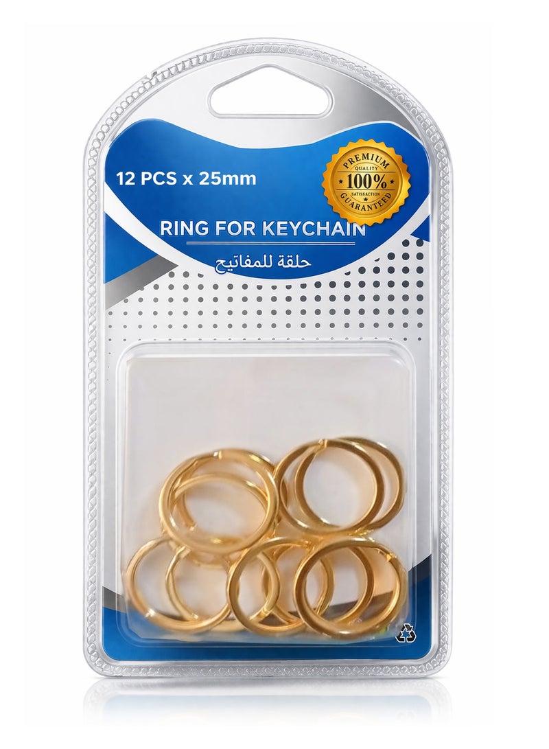 12PCS Gold Keychain Rings 25mm – Premium Metal Key Rings for Keychains, DIY Crafts, Bag Charms & Key Holders, Strong Durable Split Ring Set - Image 1
