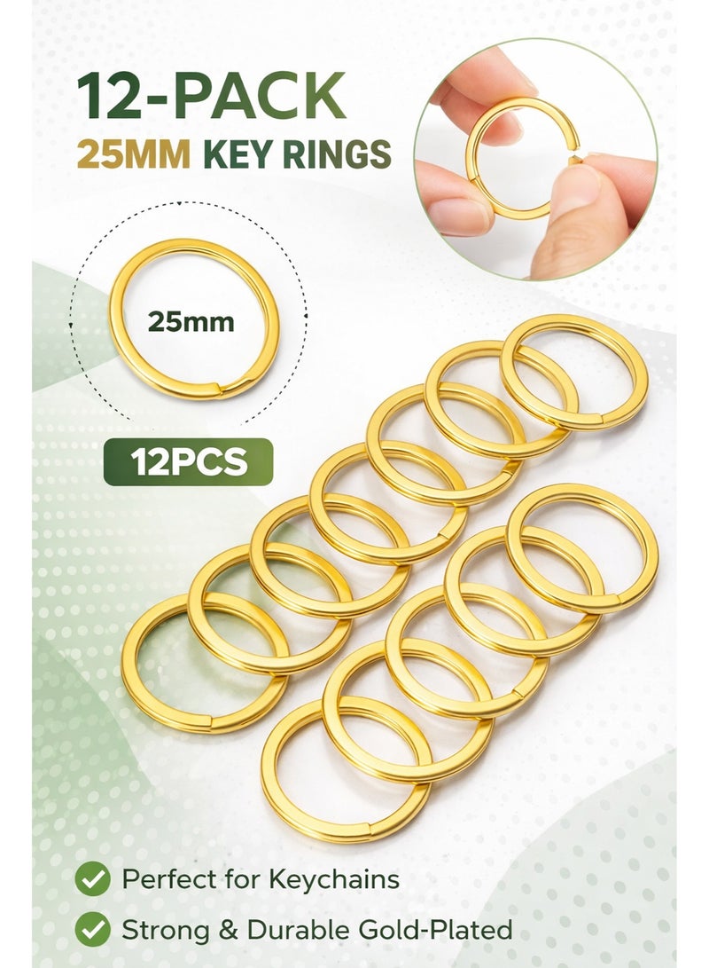 12PCS Gold Keychain Rings 25mm – Premium Metal Key Rings for Keychains, DIY Crafts, Bag Charms & Key Holders, Strong Durable Split Ring Set - Image 3