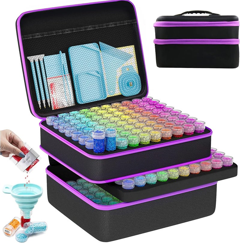 ARTDOT 240 Slots Storage Container for Diamond Art Kits for Adults,Portable Bead Storage Boxes for Diamond Painting Accessories and Tools - Image 1