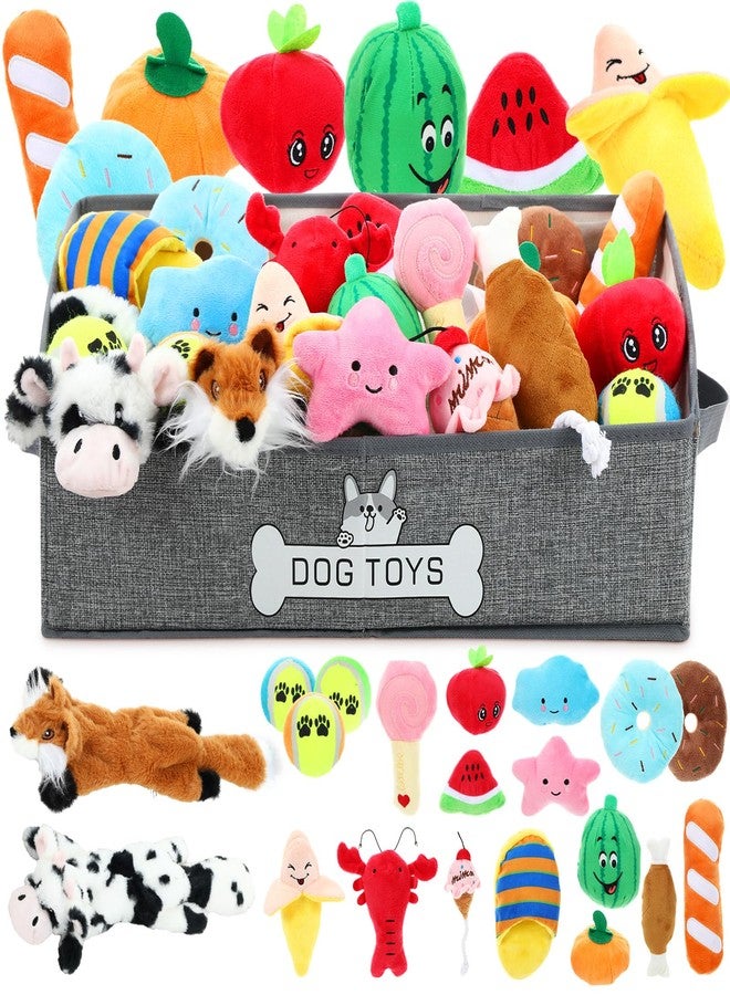 زوبيل مجموعة ألعاب الكلاب من زوبيل، ٢٠ قطعة، مع صندوق تخزين، ألعاب قطيفة تصدر صوتاً، كرة قطيفة تصدر صوتاً عند الضغط عليها بدون حشو، وكرات تنس، ألعاب تفاعلية للمضغ والجلب للجراء الصغيرة والمتوسطة، هدية لمحبي الجراء. - Image 1