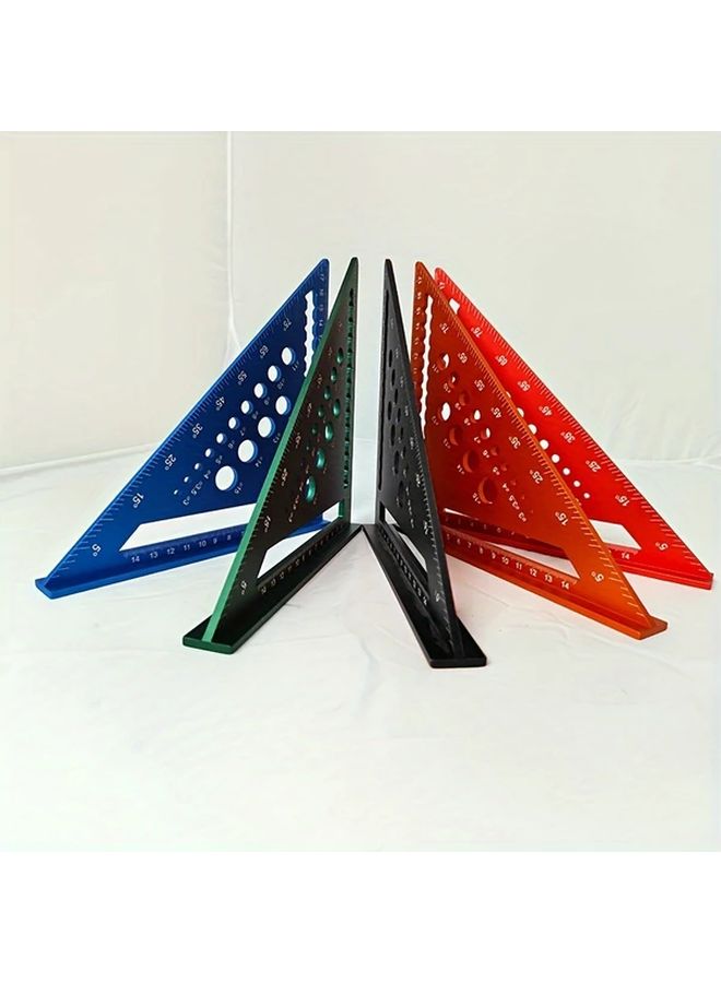 7 Inch Green Metric Triangle Ruler Multifunctional Metal Woodworking Measuring Tool - Image 2