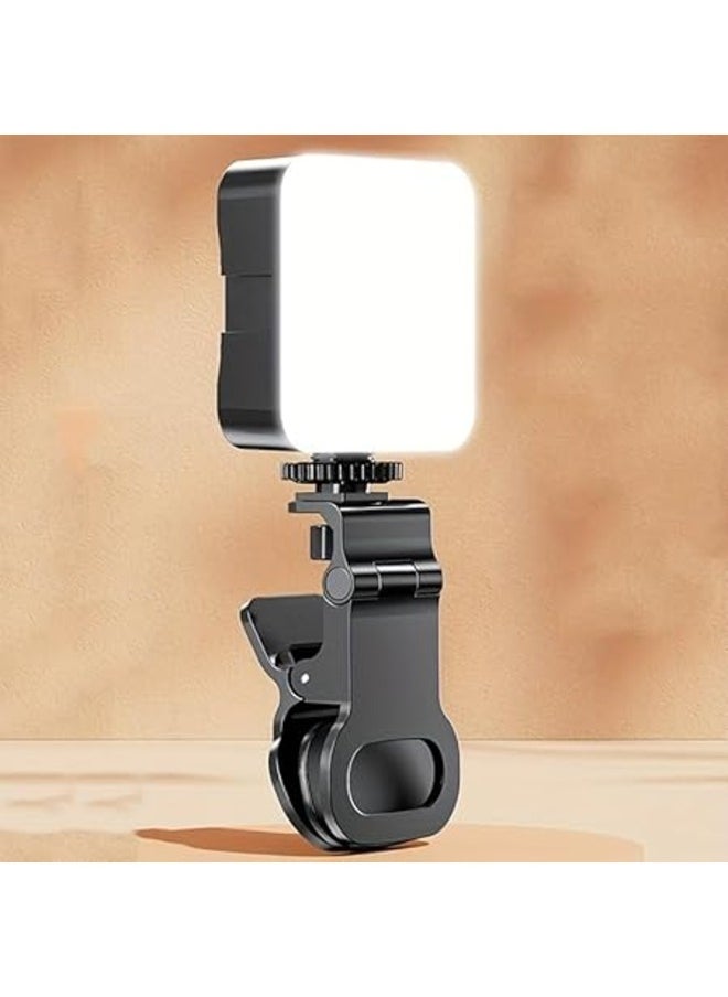 ماركة غير محددة - مصباح LED لصور السيلفي - 3 أوضاع إضاءة صغيرة محمولة بمشبك للتركيب على مصابيح iPhone والهواتف المحمولة والكمبيوتر المحمول وTikTok والصور الشخصية ومؤتمرات الفيديو والكاميرا (ضوء أبيض بارد) - Image 1