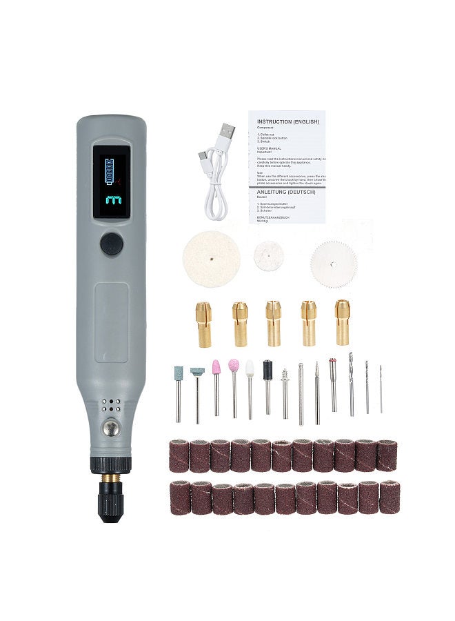 Mini Cordless Rotary Tool with With Digital Display Screen 3-Speed Grinder Kit with 43Pcs Accessories Type-C Charging Art Craft Tool for Grinding Cutting Engraving Drilling and Small DIY Crafts  - Image 1