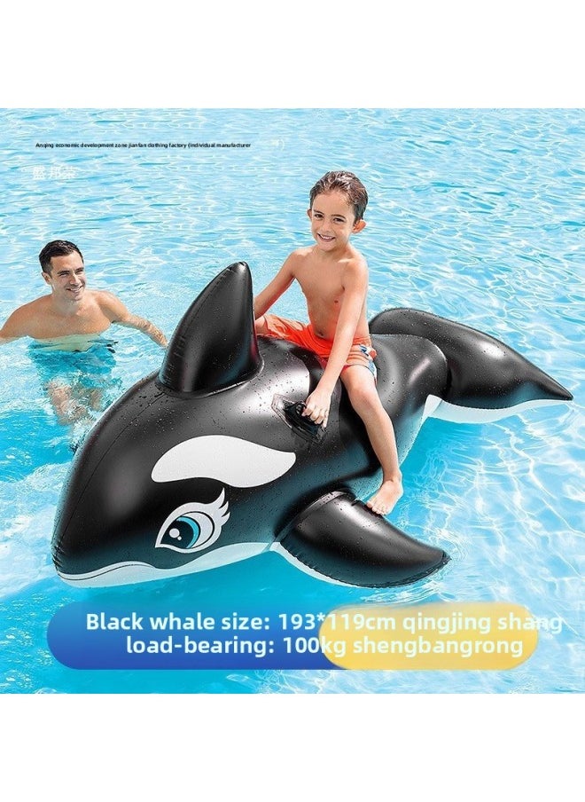 Generic - Shaped Swimming Ring Inflatable Mount Shark Children's Water Toy Adult Dolphin Black Whale Surfing Internet Red-Inflated Inner Diameter:Thickened Large Tk + Manual Pump - Comes With Water Spray Gun - Image 1