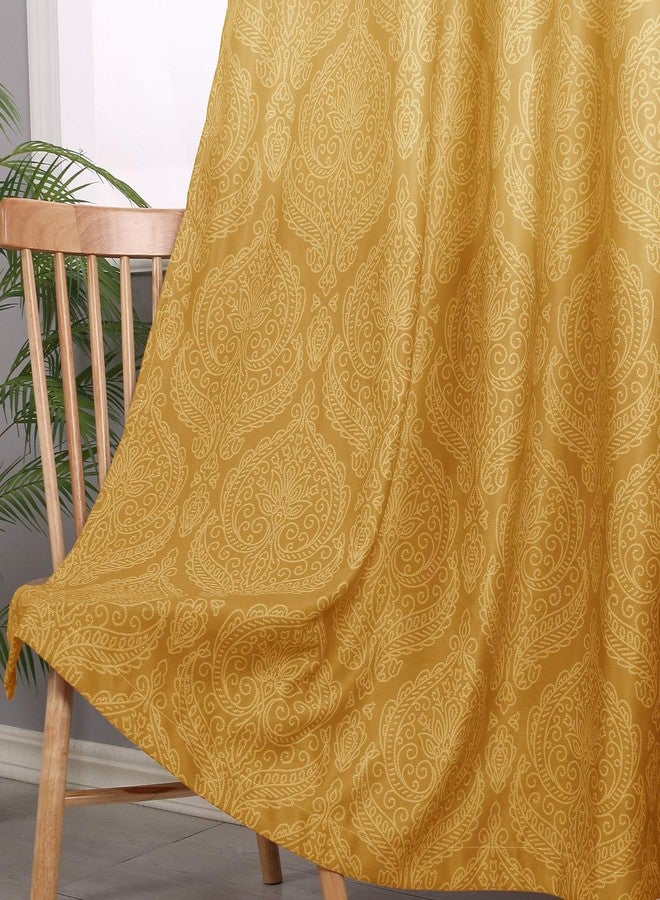 DWCN Ombre Blackout Curtains for Bedroom - Damask Patterned Thermal Insulated Energy Saving Grommet Curtains for Living Room, Set of 2 Gradient Window Curtain Panels, 52 x 84 Inches Long, Yellow - Image 3