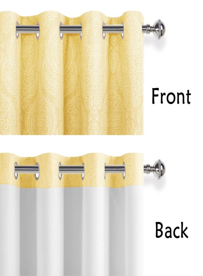 DWCN Ombre Blackout Curtains for Bedroom - Damask Patterned Thermal Insulated Energy Saving Grommet Curtains for Living Room, Set of 2 Gradient Window Curtain Panels, 52 x 84 Inches Long, Yellow - Image 4