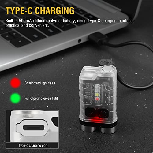 BORUIT V3 Mini Powerful Keychain Flashlights with Red UV Blue Light,High Lumens 900LM USB-C Rechargeable Small Pocket EDC LED Flash Light-12 Modes,IP65 Waterproof,Tail Magnet - Image 5