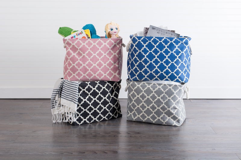 DII Polyester Container with Handles, Lattice Storage Bin, Medium, Rose - Image 5