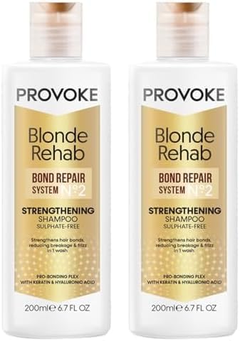 PROVOKE Blonde Rehab N02 Bond Strengthening SulphateFree Shampoo 200 ml Reduces Breakage and Frizz in 1 Wash Formulated with a Pro Bonding Complex Keratin and Hyaluronic Acid for Damaged Hair - Image 1