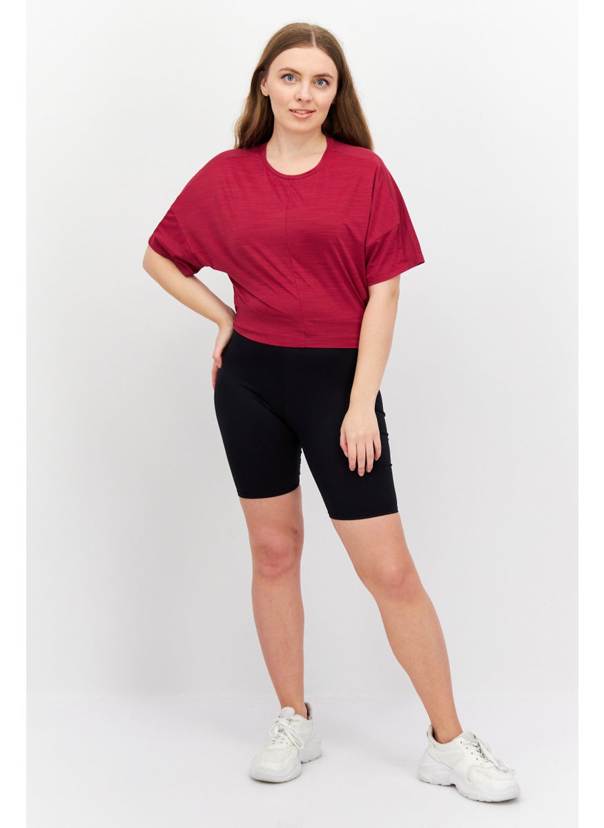 Reebok Women Sportswear Fit Short Sleeve Training Top, Maroon  - Image 3