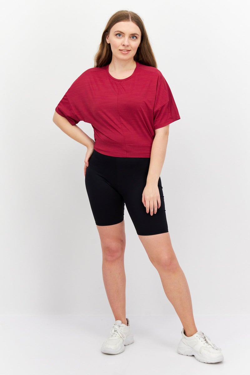 Reebok Women Sportswear Fit Short Sleeve Training Top, Maroon - Image 3