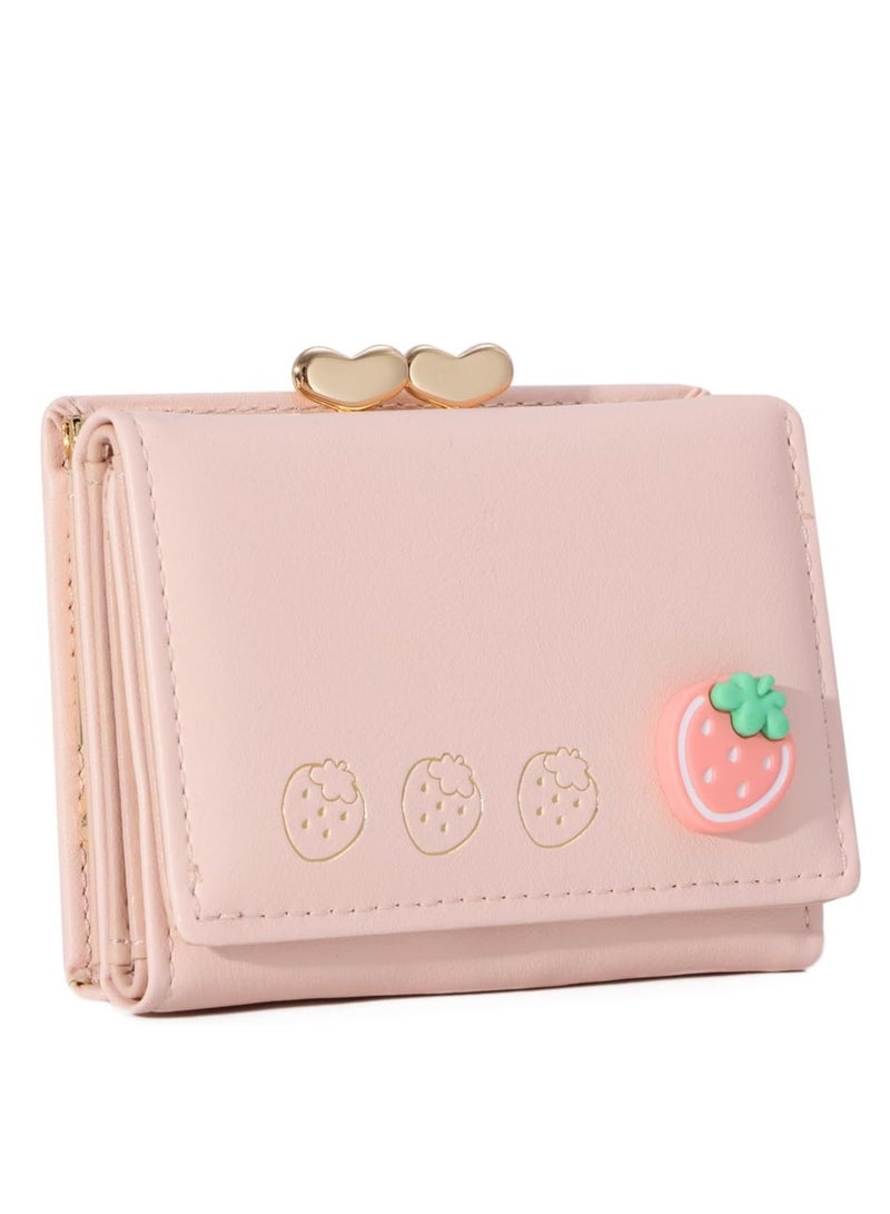 Oasisgalore Wallet Card Holder Small Bifold Purse Cute Small Leather Pocket Wallet Purse for Women Girls,Pink  - Image 1