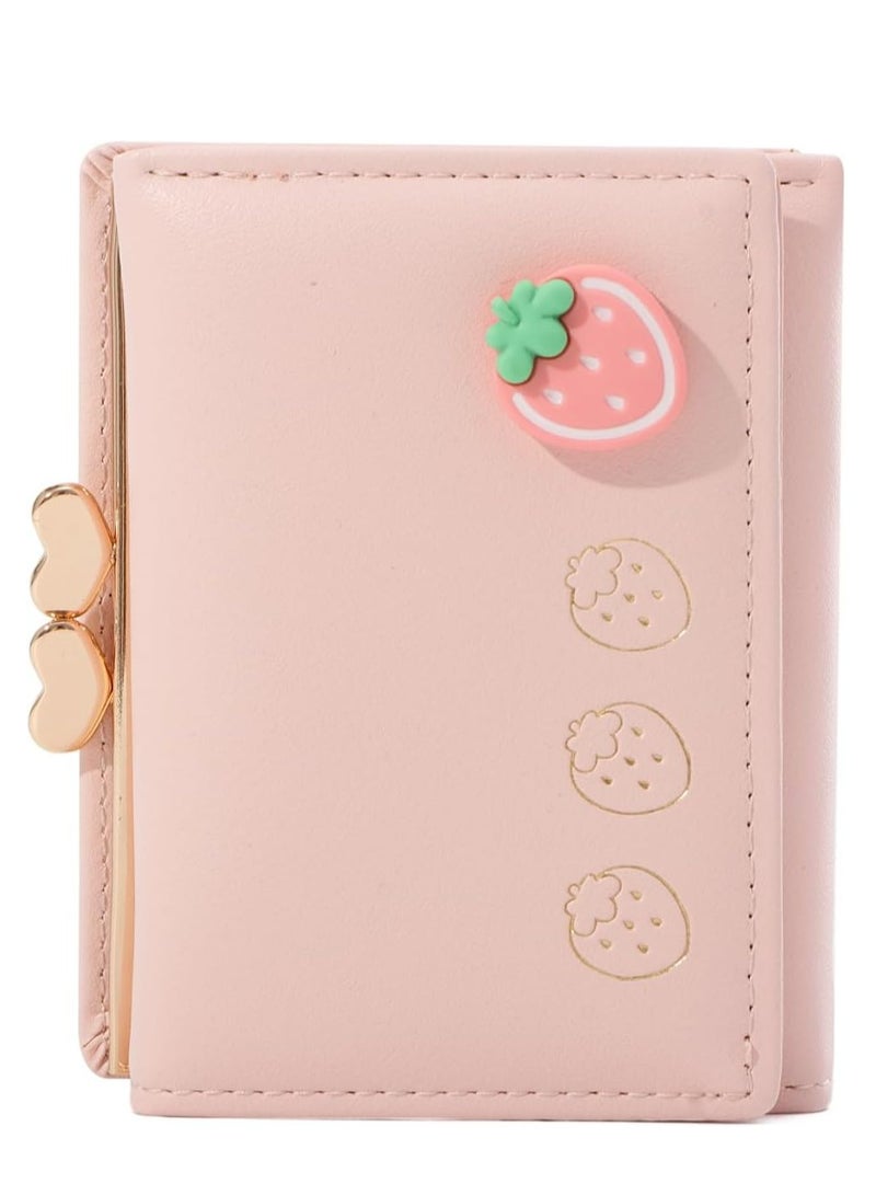 Oasisgalore Wallet Card Holder Small Bifold Purse Cute Small Leather Pocket Wallet Purse for Women Girls,Pink  - Image 2