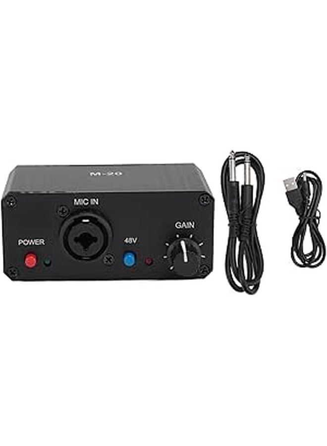 Microphone Preamplifier 48V Phantom Power XLR Output High Gain For Dynamic Condenser Microphones Metal Case - Image 1