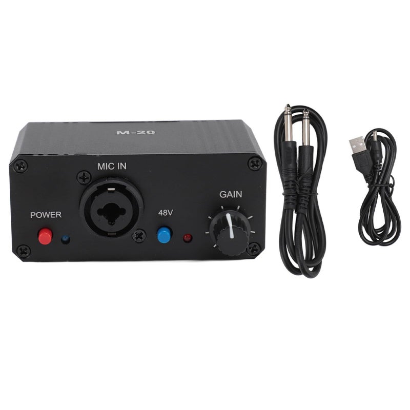 Microphone Preamplifier 48V Phantom Power XLR Output High Gain For Dynamic Condenser Microphones Metal Case - Image 2